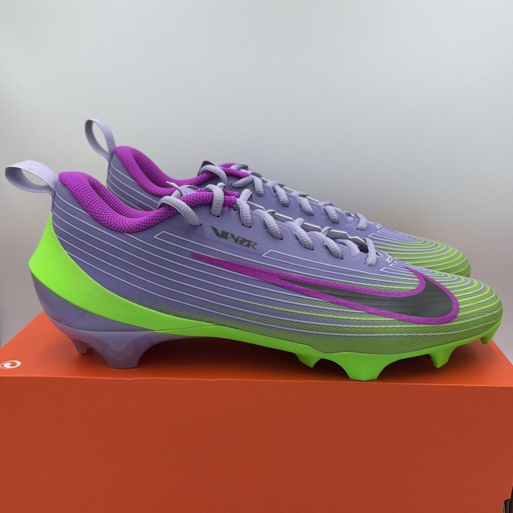 NWOB Nike Men’s Vapor Speed 3 NRG Football Cleats, Purple/Green, Sz 11